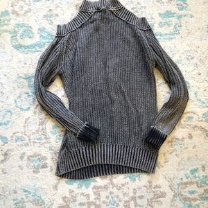 Grey off shoulders turtleneck sweater dress